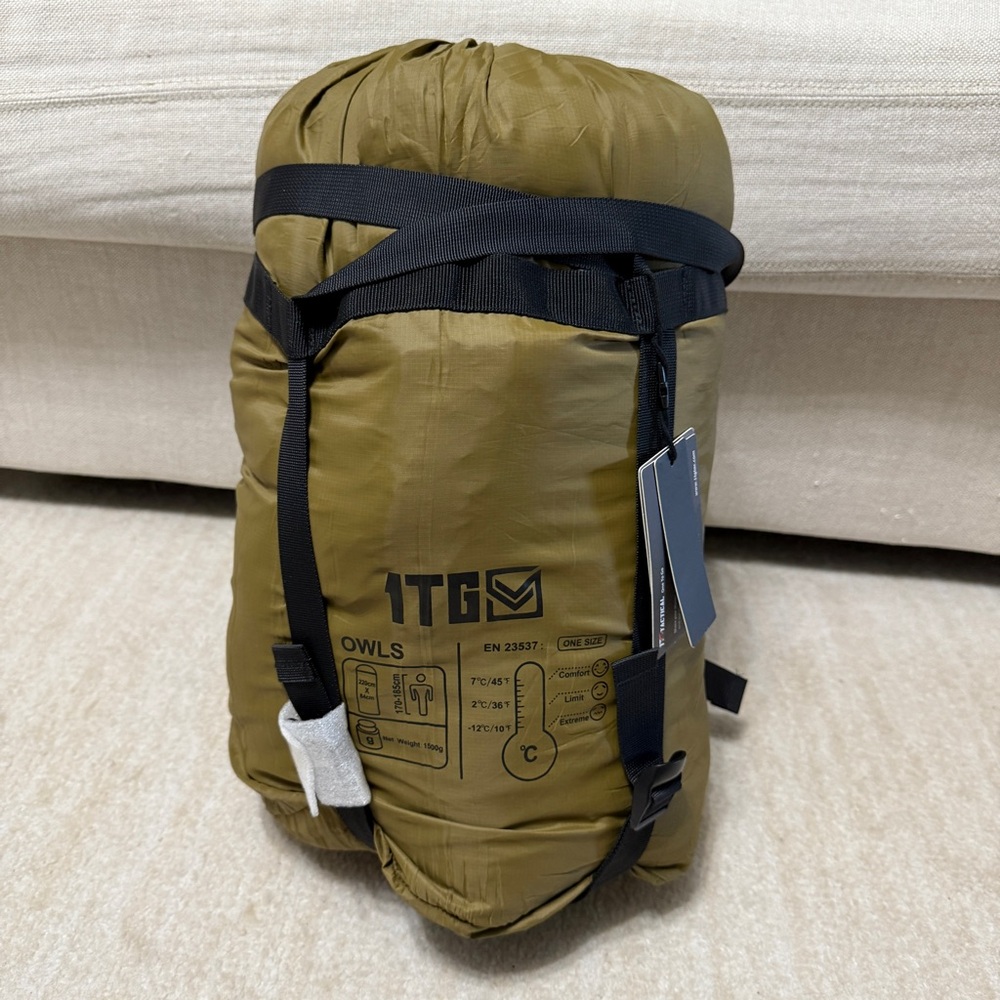 1TG Tactical Survival Sleeping Bag 86"x33" 
Rated 10-45 Degrees NWT Army Green